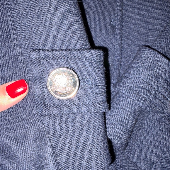Zara Navy Double-Breasted Pea Coat with Gold Buttons - Picture 3 of 5